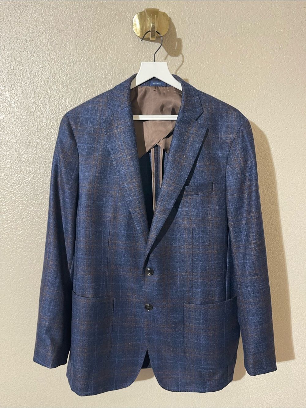 Peter Millar Navy and Brown Plaid Sport Coat